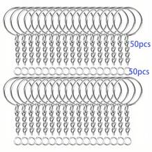 100 piezas/Set Kit de Suministros para Producción de Llaveros, Incluye 50 Argollas de Cadena y 50 Anillos de Salto, Juego de Llaveros Accesorios Sueltos, Utilizado para Producción de Llaveros Manualidades DIY Suministros para Pequeños Negocios - A - Ver 12