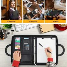 A4 Folder Briefcase, PU Leather, With A 25-Page Notebook, Pen, Calculator, 4 Ring Binders, 9 Card Slots, And 10 Transparent File Bags | Professional Business Document Organizer, Suitable For Meetings, Interviews, And Classes, An All-In-One Document Writing Set. - A - View 7