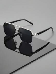 Unisex Business Casual Style Double Bridge Glasses, Suitable For Daily Wear, Commuting, Travel And Driving - Multicolor - View 14