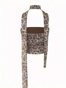 Women's Short Tube Top With Tassels And Leopard Print - 豹 - 查看 5