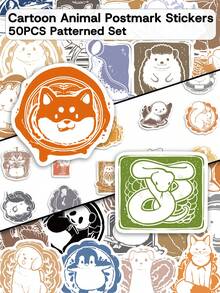 50 Stücke Cartoon Tier Poststempel Aufkleber - und süße Designs - perfekt für Wasserflaschen, Handyhüllen, Scrapbooks, Aufbewahrungsboxen, Skateboards, Laptops und Koffer - lustige Geschenke - Verschiedenfarbig - Übersicht 10