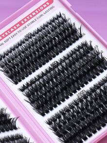 Large Capacity Eyelash Book, 540 Clusters D-Curl Natural Curl Eyelash Extensions, Fluffy And Dense Individual False Eyelashes, Wholesale Thick And Curly False Eyelashes, Soft And Lightweight, Suitable For Parties, Nightclubs, Daily Work, Meetings And Other Occasions, 3D Faux Mink False Eyelashes - D - View 5