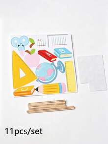 11pcs/2sets 22pcs Cute Cartoon Back To School Cupcake Decorations - School Opening/Graduation Ceremony Cake Toppers With Ruler, Pencil, Apple Patterns Suitable For Graduation Ceremony, Welcome Back To School Party Supplies - Back-to-school Cupcake Inserts - View 7