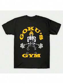 Modisches Super  Fitness-T-Shirt für Männer, aus atmungsaktivem und bequemem Material, mit einem Gewicht von 220 g.Dieses Unisex-T-Shirt, das sowohl für Männer als auch für Frauen geeignet ist, hat einen Rundhalsausschnitt und kurze Ärmel, was es ideal für Geburtstagsfeiern macht.Unisex Herren Outdoor Dragon-Orbs, Grafik-T-Shirt, Lässiges Kurzarm-T-Shirt, -Held-Print-T-Shirt, Atmungsaktives Leichtgewicht-Oberteil, Dragon-Orbs-Charakter-Print-T-Shirt, Schnell trocknendes Sport-Oberteil - Schwarz - Übersicht 1