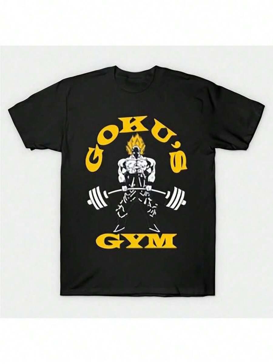 Modisches Super  Fitness-T-Shirt für Männer, aus atmungsaktivem und bequemem Material, mit einem Gewicht von 220 g.Dieses Unisex-T-Shirt, das sowohl für Männer als auch für Frauen geeignet ist, hat einen Rundhalsausschnitt und kurze Ärmel, was es ideal für Geburtstagsfeiern macht.Unisex Herren Outdoor Dragon-Orbs, Grafik-T-Shirt, Lässiges Kurzarm-T-Shirt, -Held-Print-T-Shirt, Atmungsaktives Leichtgewicht-Oberteil, Dragon-Orbs-Charakter-Print-T-Shirt, Schnell trocknendes Sport-Oberteil - Schwarz - Übersicht 1