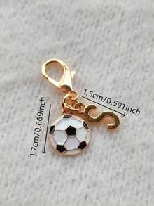 Exquisite Football Pendant Gold A-Z Letter Keychain, Gold Letter Charm, Cute Key Ring Handbag Pendant, Bag Charm, Keychain Bag Accessory, Phone Case Wallet Car Key Accessory - Multicolor - View 12