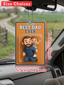 1/3/5PCS Personalized Dad Acrylic Car Hanger, Custom Photo & Text UV Acrylic Car Ornament, Customizable Father-Child Cartoon Style Car Pendant, Thoughtful Father's Day Gift From Kids, Endless Love Keepsake, Car Rearview Mirror Decor, Gift For New Dads, Stepdads, Grandpas, Ideal Birthday & Father's DayPresent - Normal - View 3