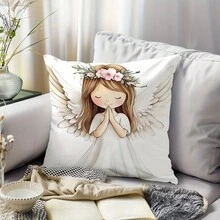 1/2/4 Buah Sarung Bantal Malaikat Kartun Lucu, Beludru Kulit Persik, Cocok untuk Semua Musim, Sesuai untuk Dekorasi Sofa, Isian Bantal Tidak Termasuk - MultiWarna - View 2