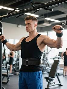 1pc Fitness Weightlifting Belt, Adjustable Waist And Back Support, Pressure Training Support Belt, Buckle Closure, Hand Wash Only, No Charging Required, Suitable For Squats, Dumbbells, Barbells, Fitness Training - Multicolor - View 8