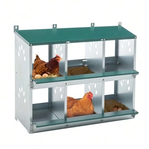 6-Compartment Chicken Nesting Box With 86° Egg Rolling Design – Individual Nests With Sloping Bottoms Allow For Easy Collection And Protect Against Breakage. - View 1