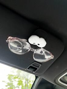 Cute Eye-Shaped Car Visor Clip Fashion Glasses Holder, Magnetic Storage Rack (Glasses Not Included) - A - View 2