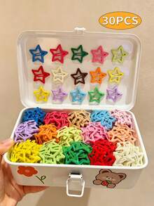 10pcs/30pcs/50pcs Dopamine Colorful Star Hair Clips, Cute Kids Bangs Clips, Small Hair Clips, Five-Pointed Star BB Clips Hair Accessories - Multicolor - View 9