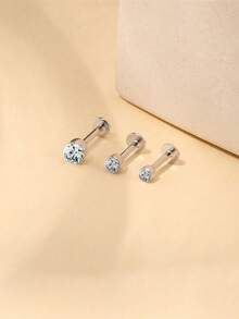 1Pc -2/3/4mm Moissanite 925 Sterling Silver Earrings For Women Classic Stud Earring Helix Cartilage Flat Back For Daily Wear Wedding Fine Jewelry - Silver - View 9