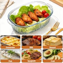 EZIFY 1Pc Oval Heat Resistant Glass Baking Dish With Lid, Available In 61oz & 95oz Sizes, Deep Clear Casserole Pan, Multipurpose Bakeware For Daily Cooking/Holiday Food Preparation - View 2