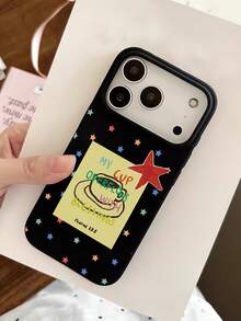 1 pièce Étui de téléphone en TPU à bord droit avec motif de slogan d'étoile personnalisé à la mode, antichoc et liquide noir. Convient pour iPhone 16 Pro Max/16/16 Pro/16 Plus/15/15 Pro Max/15 Pro/11/12/13/14 Pro Max/11 Pro/11 Pro Max/12 Pro/12 Pro Max/13 Pro/13 Pro Max/14 Pro/14 Pro Max. Étui souple avec un toucher élégant - Multicolore - Voir 6