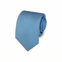 1 chiếc cà vạt nam màu xanh nhạt 8cm, kiểu dáng thời trang thường ngày, dáng ôm, thích hợp cho đám cưới và tiệc tùng. - Màu xanh bụi bặm - Xem 5