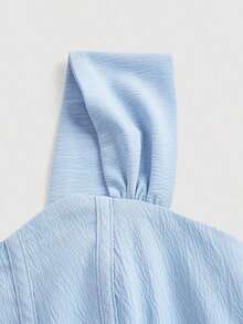 MOD Vestido romántico de un solo hombro con diseño de espina de pescado falso - Azul - Ver 3