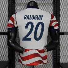 26-27 Season US National Team Home Red And White Color Scheme No. 20 BALOGUN Fan Edition Breathable Sports Short Sleeve Jersey - 26-27 USA Home Game - NO. 20 - View 1