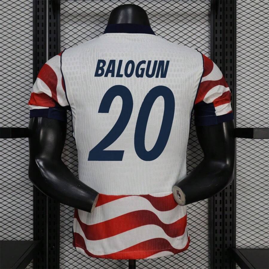 26-27 Season US National Team Home Red And White Color Scheme No. 20 BALOGUN Fan Edition Breathable Sports Short Sleeve Jersey - 26-27 USA Home Game - NO. 20 - View 1