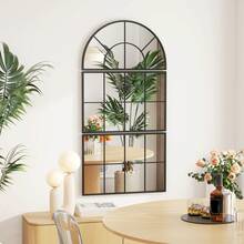 Three-Part Wall Mirror, Arched Mirror With Metal Frame, Decorative Window Mirror, Hanging Mirror For Bathroom Or Living Room, Black - 1PC - 查看 2