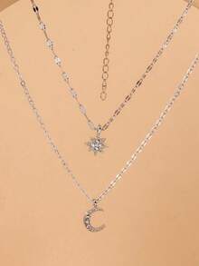 1 Piece Double Layer Butterfly Necklace, Elegant Clavicle Chain, Minimalist Design - Silver 2 - View 3