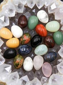 5/10/15/20/30/50/100pcs Natural Polished Gemstone Eggs, Large Polished Mineral Stone Eggs, Palm Chakra Eggs For Anxiety Relief, Chakra Balancing, Easter Decoration, Holiday Gift, Random Color - Natural Mineral Eggs - View 7