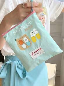 「Medicine」圖案印花便攜藥袋 藥丸收納盒 急救包 化妝包 零錢包，適合日常使用/戶外/旅行，便於攜行的收納，化妝品、手機及其他小物品收納，旅行必備，聖誕禮物，個性化禮物袋，教師節禮物，小禮物交換，房間裝飾 - 彩色 - 查看 3