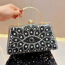 BV Bottega Bang Bang Bolso de mano para mujer de cuero genuino tejido a mano de Andiamo Clutch Campana. Nuevo bolso vintage europeo y americano con pedrería, bolso de mano, bolso de fiesta de moda, bolso de noche, bolso de hombro, bolso cruzado. - Negro - Ver 10