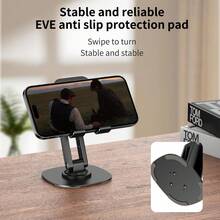 1pc 360 Degree Rotating Desktop Phone Holder, Adjustable & Foldable Phone Stand, Aluminum Alloy Desk Mount With Non-Slip Base, Suitable For Tablets & Phones, Home Accessory - A - View 4