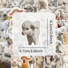 50pcs Cute Lamb Sticker Set - Adorable Bow-Tie/Fluffy Texture Lamb Design, Decorative Stickers For Tablets, Laptops, And Journals, Healing Farm Animal Theme, Removable Stickers School Supplies - 1 Set - View 2