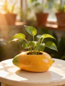 1/2pcs Creative Mango Shaped Resin Succulent Planter, Mini Plant Container, Cute Fruit Design Indoor Home Decor Flower Pot - Mango Mini Vase - View 5
