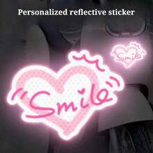 2pcs Heart Reflective Stickers Car Body Decoration Cover Stickers - Smile and Heart - View 6