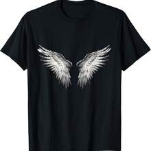 Angel Wings Black White Feather Gothic Design For Mens T-Shirt - Black - View 1