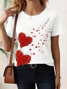 Women's T-Shirt With Coffee Bean Embroidery, Round Neck, Loose And Comfortable - White 2 - View 3