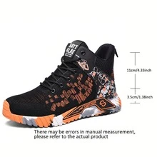 Men's Safety Work Shoes Orange Lace Up Steel Toe High Top Boots Orange Outdoor Hiking Safety Boots Industrial Construction Toe Protection Work Shoes - Orange - View 9