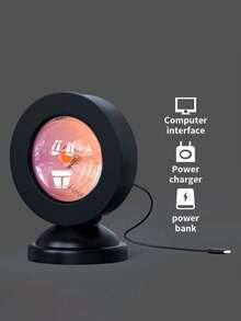 Rainbow Sunset Lamp, USB Powered Lighting Device, LED Light Beads, Blue Light And Shadow Effect, Compact Portable Design, Creative Atmosphere Lamp, Night Light, Suitable For Home, Bedroom, Living Room And Bedside Lamp - Black - View 11