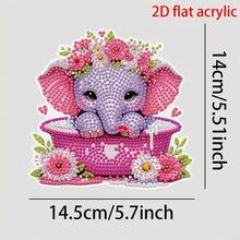 2D Flat, Charming Floral Rhinestone Art Pendant, DIY Diamond Painting Kit, Round Acrylic Rhinestone, Animal Theme, Mosaic Handicraft, Suitable For Garden, Window, Porch, Wall, Room, Study, Home Decor, Diamond Art Craft Set, Home Wall Decor And Gift, 2D Flat - A - View 4