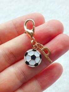 Exquisite Football Pendant Gold A-Z Letter Keychain, Gold Letter Charm, Cute Key Ring Handbag Pendant, Bag Charm, Keychain Bag Accessory, Phone Case Wallet Car Key Accessory - Multicolor - View 13