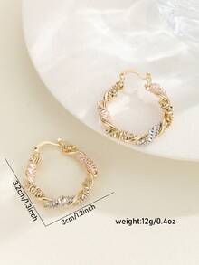 1 Pair Fashionable Colorful Round Earrings, Creative Versatile Earrings Gift For Women - Gold - View 11