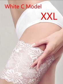 1對蕾絲大腿帶，防磨防滑隱形矽膠吊襪帶，性感黑色蕾絲內衣配件，適合女性日常內衣配件，派對理想選擇 - 防摩擦貼 - 查看 6
