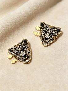 2pcs Leopard Print Shirt Buttons, Floral Sleeve Clips, Suitable For Dresses, Weddings, Formal Gowns, Fashion Accessories Gifts - Gold - View 7