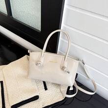 Bolso de mano moderno y versátil para mujer, estilo casual elegante con un toque de alta gama, bolso de hombro estiloso ideal para ir de compras, nuevo bolso tote pequeño y elegante para mujer 2026, nuevo bolso francés de nicho para ir al trabajo, bolso de hombro y bandolera de gran capacidad. - Negro - Ver 5