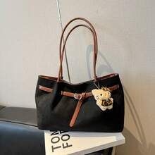 Bolso de mano moderno y versátil para mujer, estilo casual elegante con un toque de alta gama, bolso de hombro estiloso ideal para ir de compras, bolso de gamuza sencillo para mujer con gran capacidad, nuevo bolso de hombro vintage esmerilado de otoño 2026, bolso tote para ir al trabajo. - Marrón sin colgante - Ver 11