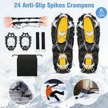 1 Pair 24 Spikes Crampons Anti Slip Ice Cleats For Shoes Boots Traction Grip With Stainless Steel Spikes Silicone For Hiking Walking Winter Outdoor Safety Gear - X-Large - View 5