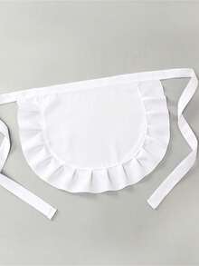 1pc White Apron, Elegant And Practical Short Apron, Minimalist White Waist Apron [Random Delivery Of Lace Trim Or Ruffle Hem Styles] - Multicolor - View 10