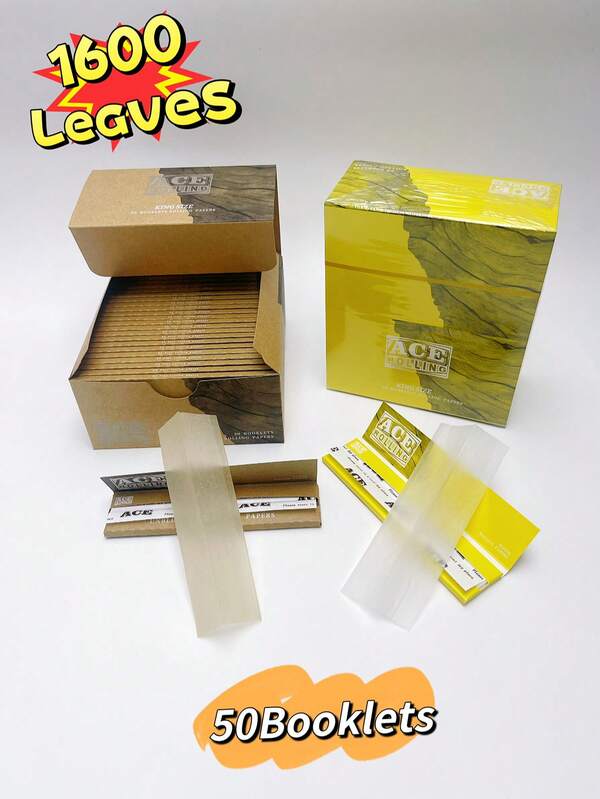 ACE-1600 Fogli/50 Libri/32 Fogli - Carta da arrotolare 108 * 44mm Carta da sigaretta, comoda e alla moda, 100% polpa di legno naturale non sbiancata - Carta da arrotolare con gomma arabica naturale - Carta da sigaretta classica ultra sottile, combustione liscia. 14GSM, combustione lenta, struttura della cenere stabile, facile da arrotolare, inodore, regalo per il fidanzato, regalo di Natale, regalo di Ognissanti, vari regali di compleanno, regali per feste