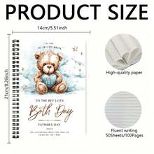 100-Page Cute Watercolor Bear Pattern Spiral Notebook With "LOVE YO'S" Warm Text, Suitable For Birthday And Other Occasions. Large Capacity, 50 Sheets, Ideal For Work, Study, Daily Planning, Exquisite And Practical, Great Gift Choice For Graduation, Birthday, Etc. - B - View 2