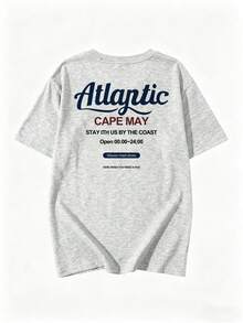Women's Fashion Loose Casual Round Neck Letter Slogan Print Short Sleeve T-Shirt, Versatile For Summer - Light Gray - View 6