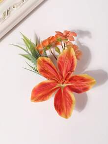 1個花卉時尚高端髮夾髮爪 - 66255橙色 - 查看 3