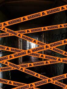 4pcs-Halloween Warning Tape, Venue Decoration Fence Tape, Skeleton Warning Tape Decoration, Outdoor Party Skeleton Tape, Indoor Zombie Halloween Party Decoration, Event And Party Supplies, Party Decoration, Halloween Decoration, Haunted House Decoration, Skeleton Decoration - Multicolor - View 3